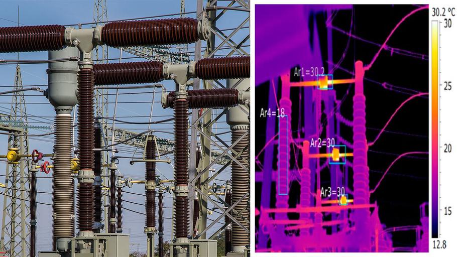 Termisk billede af en strømstation til fejlregistrering