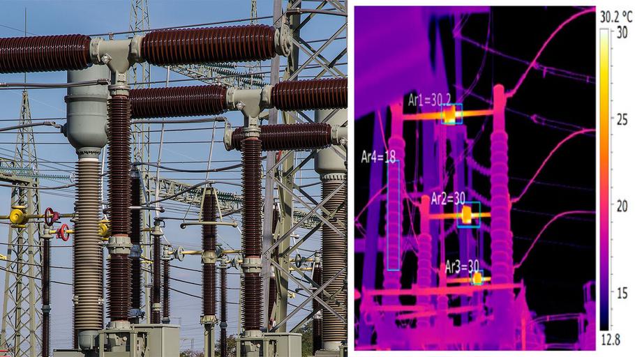 Thermal imagery of a power substation for fault detection