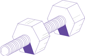 Illustration of a bolt and nut.