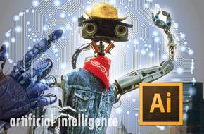 Robot der skildrer kunstig intelligens