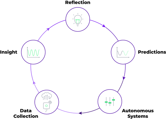 Digitalisering set som et feedback loop hvor alle 5 niveauer skal gennemgåes igen og igen